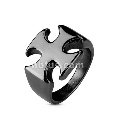 Hollywood Body Jewelry Iron Cross PVD Black Stainless Steel Rings