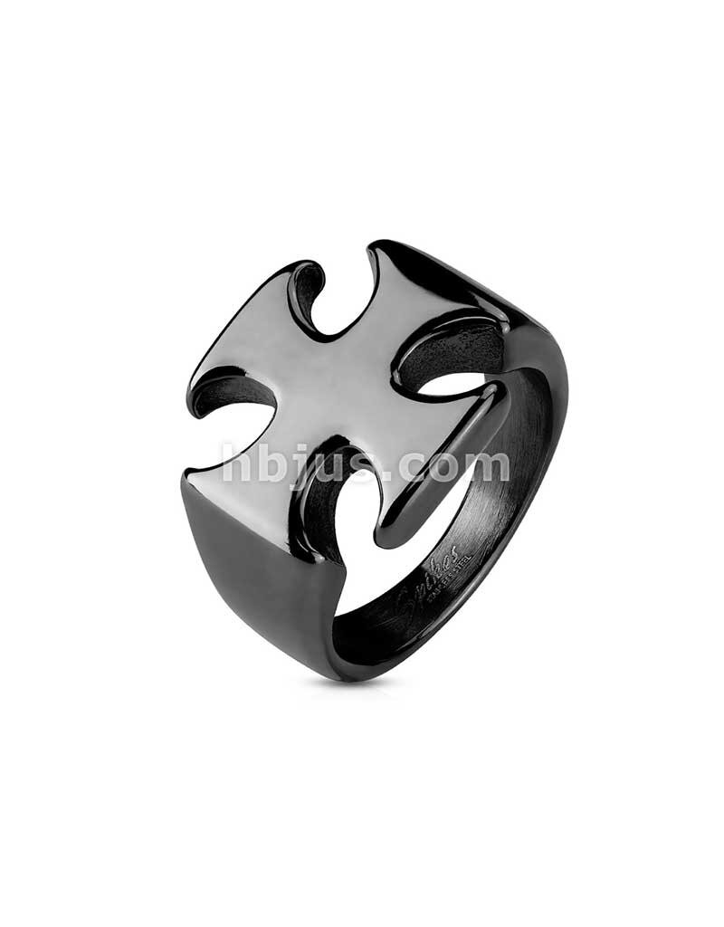 Iron Cross PVD Black Stainless Steel Rings