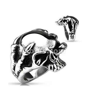 Hollywood Body Jewelry Dragon Claw Skull Cast Ring 316L Stainless Steel