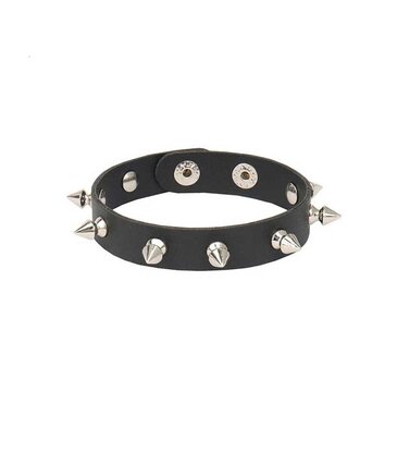 Single Row Spike Leather Bracelet