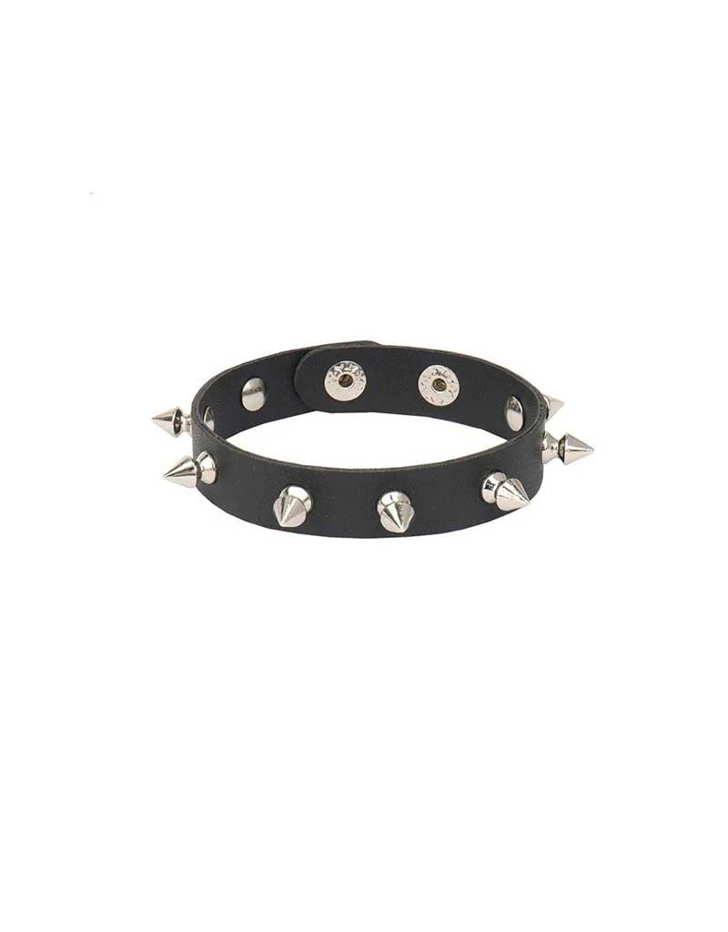 Single Row Spike Leather Bracelet