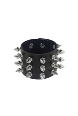 Triple Row Spike Leather Bracelet