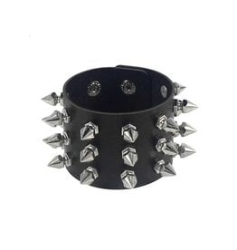 Triple Row Spike Leather Bracelet