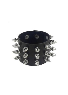 Triple Row Spike Leather Bracelet