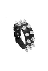 Double Row Spike Leather Bracelet