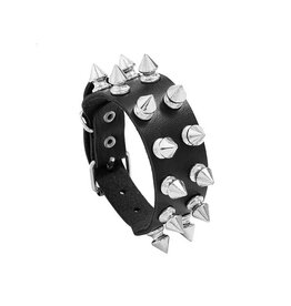 Double Row Spike Leather Bracelet