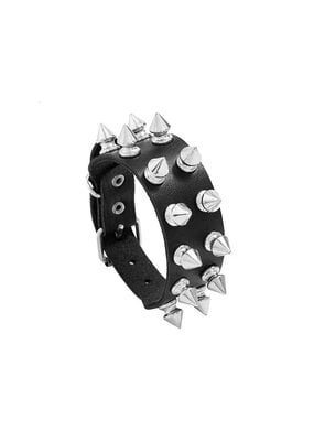 Double Row Spike Leather Bracelet