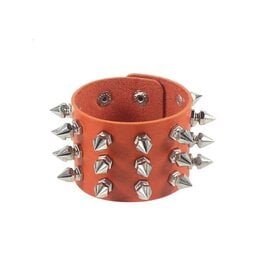 Triple Row Leather Bracelet Orange