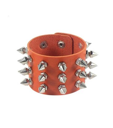 Triple Row Leather Bracelet Orange