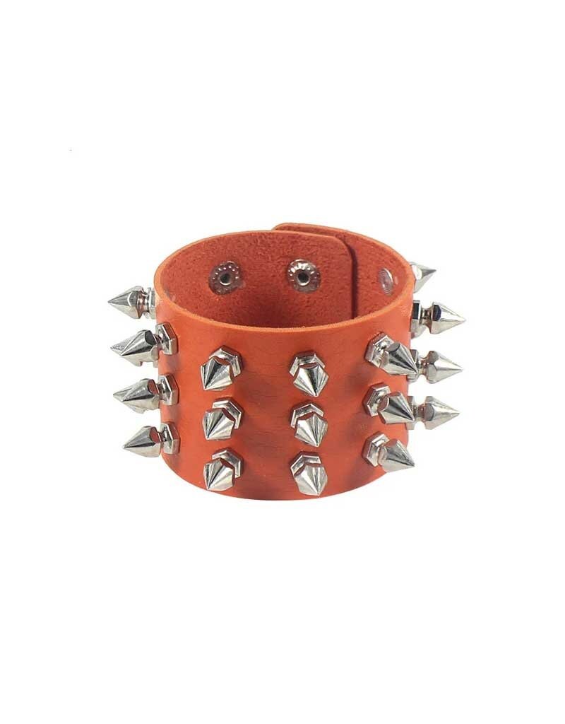 Triple Row Leather Bracelet Orange