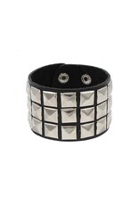 Triple Row Pyramid Stud Leather Bracelet