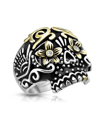 Hollywood Body Jewelry Day of the Dead Sugar Skull Stainless Steel Rings