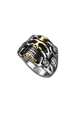 Gold Skull with Rose Vines Stainless Steel Rings