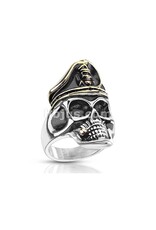 Smoking Pirate Skull with Hat Stainless Steel Ring