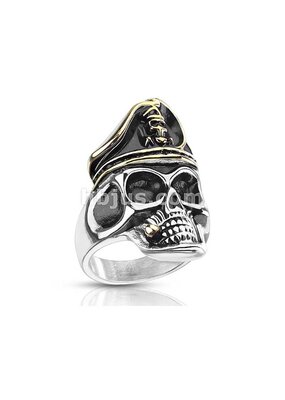 Smoking Pirate Skull with Hat Stainless Steel Ring