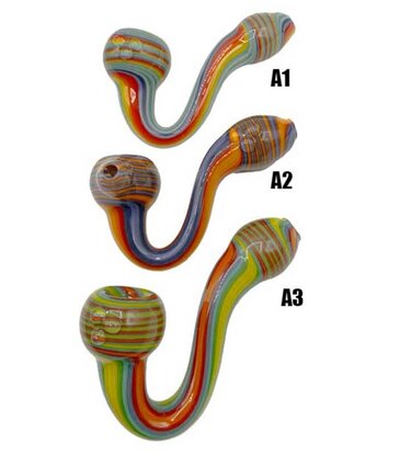 5" Multi-Color Swirled Line Work Sherlock Hand Pipe