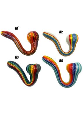 4.5" Multi Color Line Work Sherlock Hand Pipe