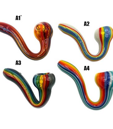 4.5" Multi Color Line Work Sherlock Hand Pipe