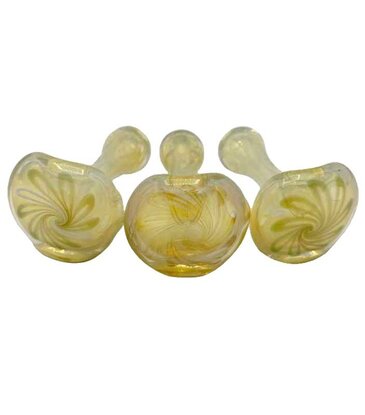 4" Swirl Cap Heavy Hand Pipe Gold Fumed
