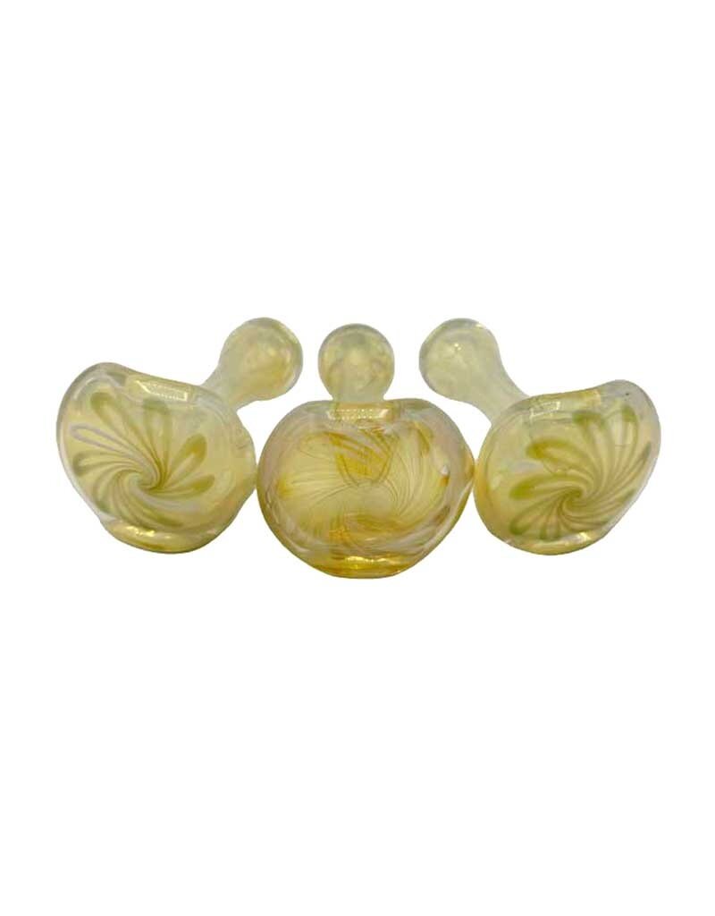 4" Swirl Cap Heavy Hand Pipe Gold Fumed