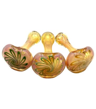 4" Swirl Cap Heavy Hand Pipe Silver Fumed