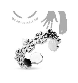 Linked Flowers Mid Ring / Toe Ring