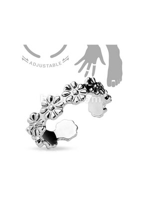 Linked Flowers Mid Ring / Toe Ring