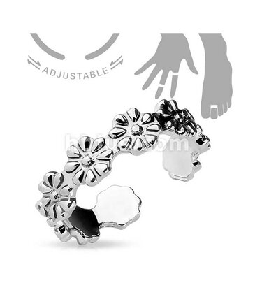 Hollywood Body Jewelry Linked Flowers Mid Ring / Toe Ring