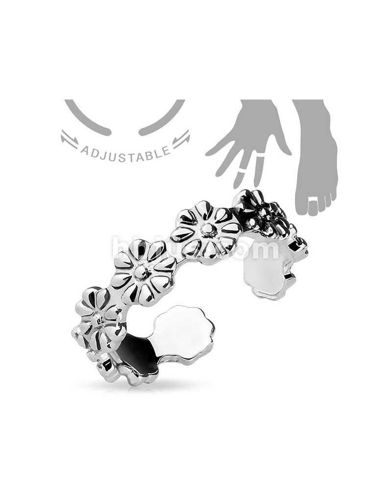 Linked Flowers Mid Ring / Toe Ring