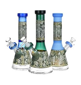 9" Mushroom Melange Etched Beaker Water Pipe
