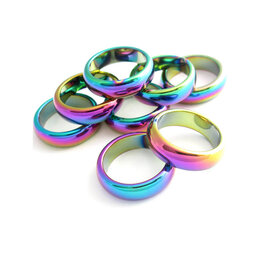 Rainbow Hematite Stone Ring 6mm