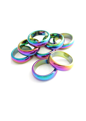 Rainbow Hematite Stone Ring 6mm