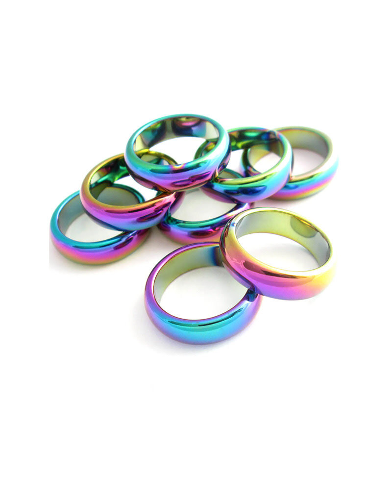 Rainbow Hematite Stone Ring 6mm