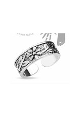 Antique Silver Flowers Adjustable Mid Ring / Toe Ring