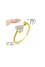 Heart Multi-Pave Gems Adjustable Brass Mid-Ring / Toe Ring