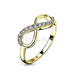 Infinite Pave Gemmed 14Kt Gold Plated Brass Ring