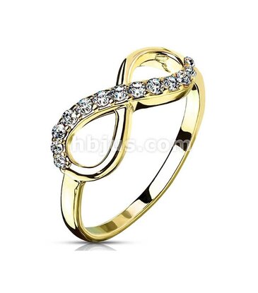 Hollywood Body Jewelry Infinite Pave Gemmed 14Kt Gold Plated Brass Ring