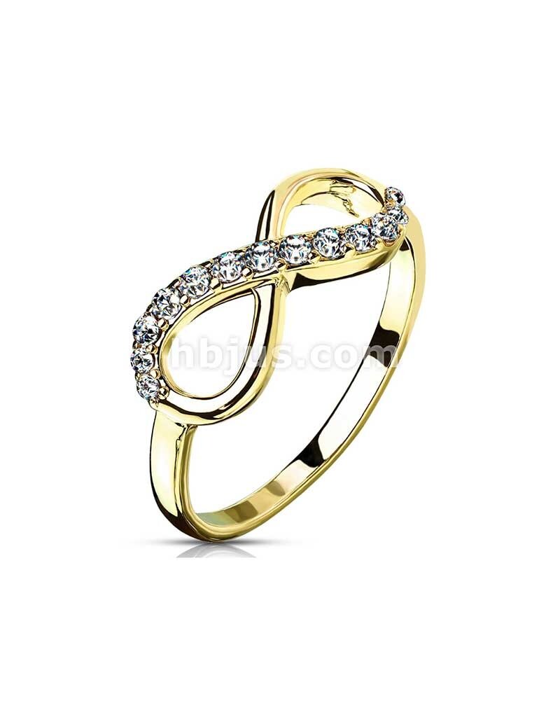 Infinite Pave Gemmed 14Kt Gold Plated Brass Ring