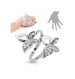 Double Butterfly Multi-Pave Gems Mid-Ring / Toe Ring