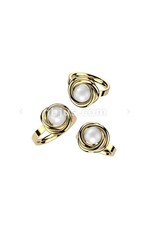 Gold Swirl Stainless Steel Ring With Pearl Center