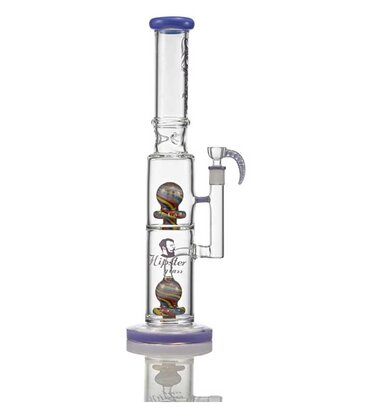 Hipster Glass 16" Hipster Straight Tube Double Worked Perc Water Pipe