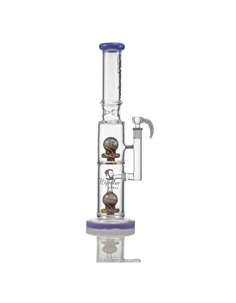 16" Hipster Straight Tube Double Worked Perc Water Pipe