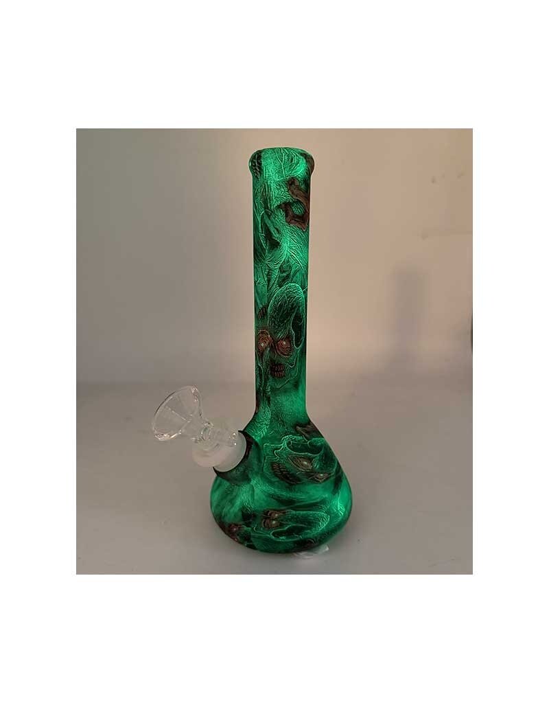 7" Glow In The Dark Skull Dragon Claw Silicone Water Pipe