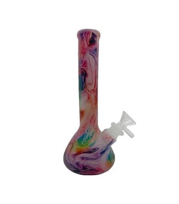 7" Glow In The Dark Tie Dye Swirl Silicone Water Pipe