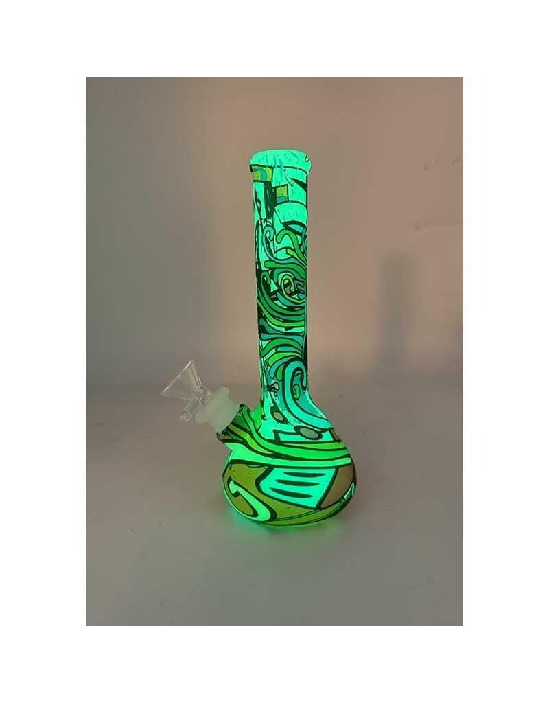 7" Glow In The Dark Graffiti Silicone Water Pipe