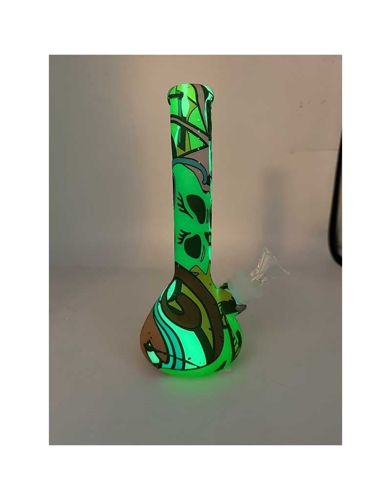 7" Glow In The Dark Graffiti Silicone Water Pipe
