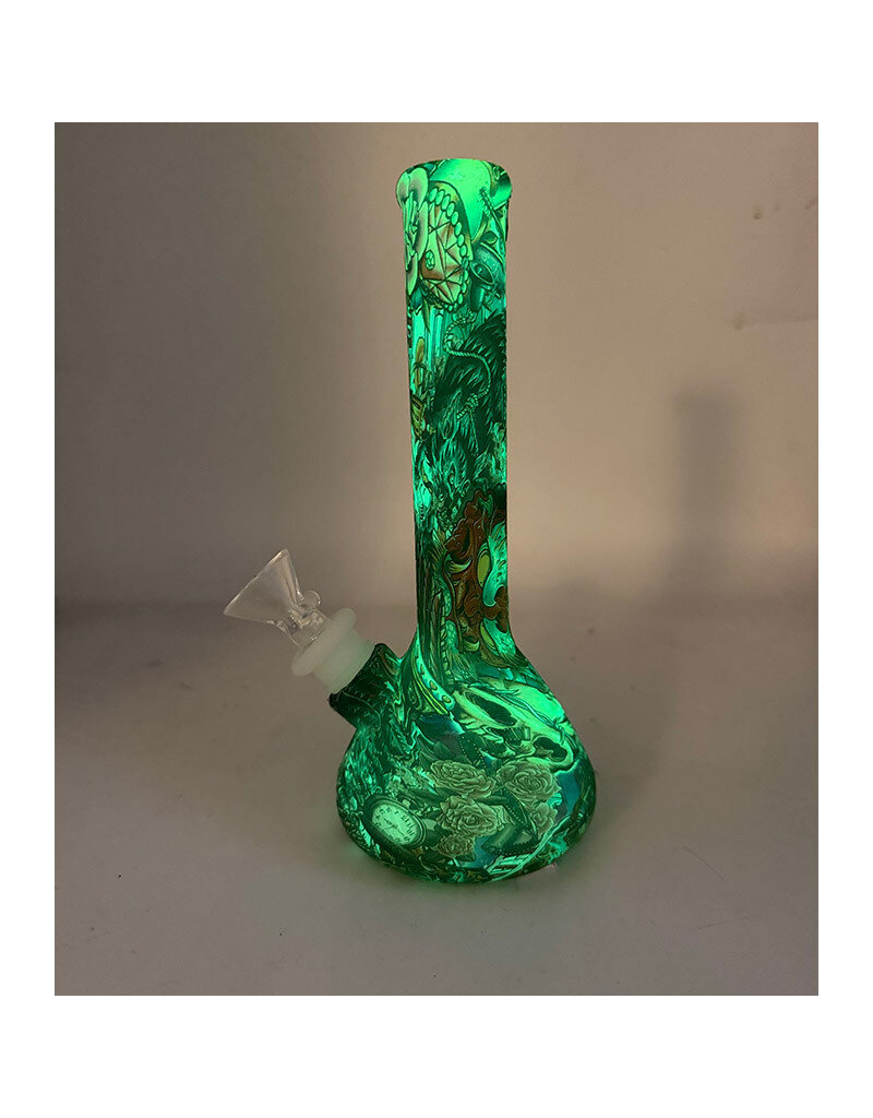 7" Glow In The Dark Tattoo Sleeve Silicone Water Pipe