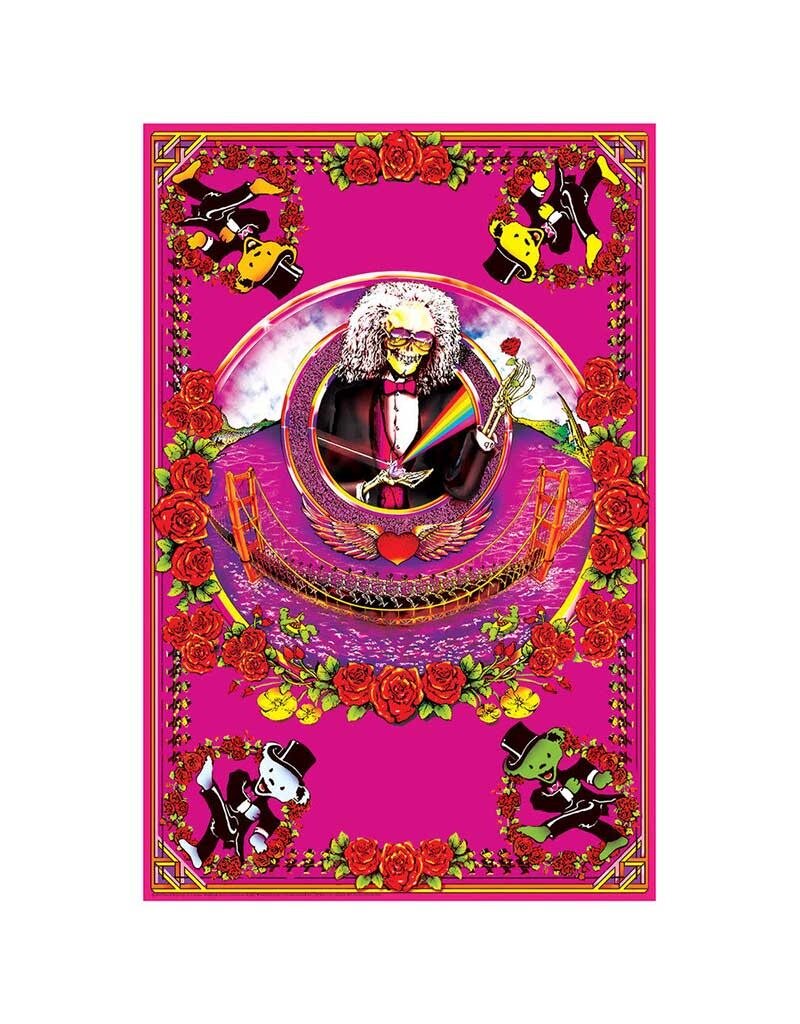 Deadheads Across Golden Gate Bridge Blacklight Poster 24" x 36"