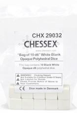 Chessex D6 Blank Dice: Opaque White (10)