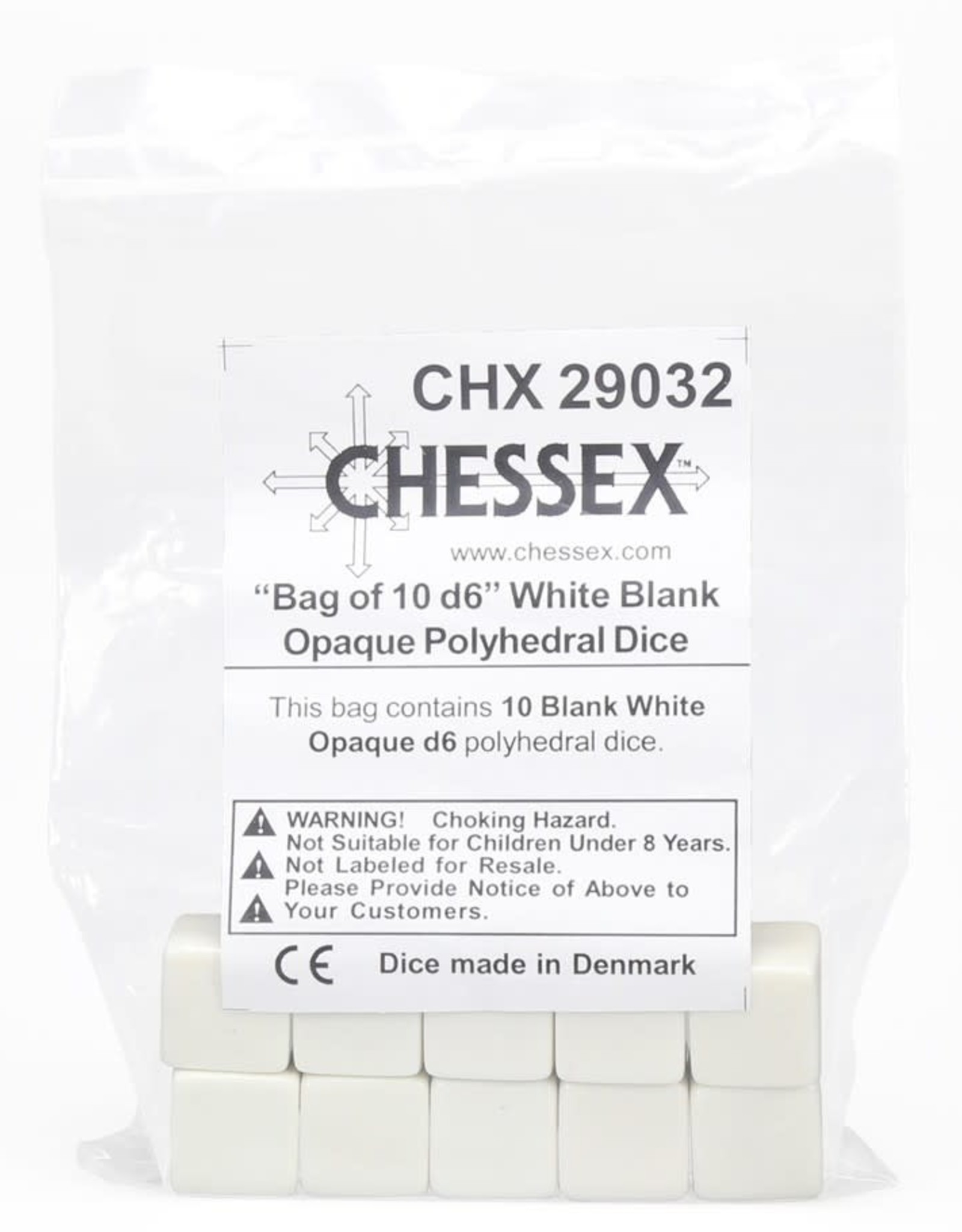 Chessex Chessex D6 Blank Dice (10) Opaque White